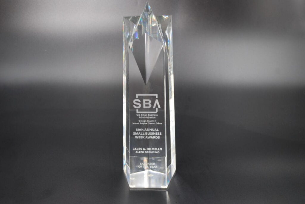 2022 U.S. Small Business Administration (SBA) Exporter of the Year Award for Aleph Group Inc.