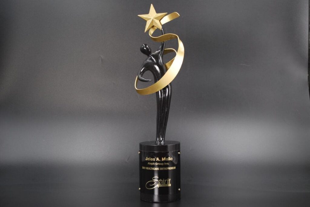 Jales A. De Mello, the President and CEO of Aleph Group Inc., was a Healthcare Entrepreneur Award Recipient at the 2021 Spirit of the Entrepreneur Awards.